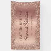 Roos Gold Foil Glitter 21e Verjaardag Script Spandoek (Verticaal)