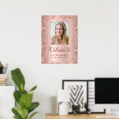 Roos Gold Foil Glitter 30e Verjaardag Foto Welkom Poster (Thuiskantoor)