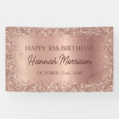 Roos Gold Foil Glitter 30ste verjaardag script Spandoek (Horizontaal)