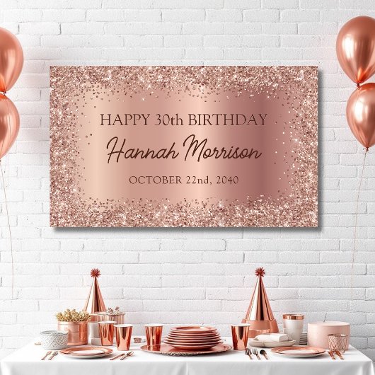 Roos Gold Foil Glitter 30ste verjaardag script Spandoek