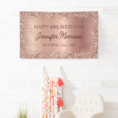 Roos Gold Foil Glitter 40ste Verjaardag Script Spandoek (Insitu)