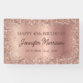 Roos Gold Foil Glitter 40ste Verjaardag Script Spandoek (Horizontaal)