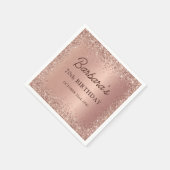 Roos Gold Foil Glitter 70ste Verjaardag Naam Servet (Hoek)