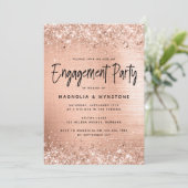 Roos Gold Foil Glitter Engagement Party Kaart (Staand voorkant)