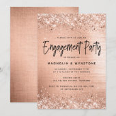 Roos Gold Foil Glitter Engagement Party Kaart (Voorkant / Achterkant)