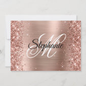 Roos Gold Foil Glitter Fancy Monogram Birthday Kaart (Achterkant)