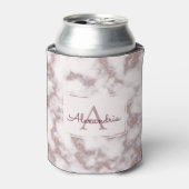 Roos Gold Foil Glitter Pink Marble Name Monogram Blikjeskoeler (Blikje Voorkant)