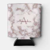 Roos Gold Foil Glitter Pink Marble Name Monogram Blikjeskoeler (Voorkant)
