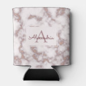 Roos Gold Foil Glitter Pink Marble Name Monogram Blikjeskoeler (Achterkant)