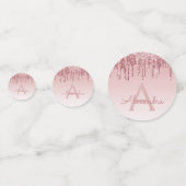 Roos Gold Foil Glitter Sparkle Monogram Confetti (Achterkanten)