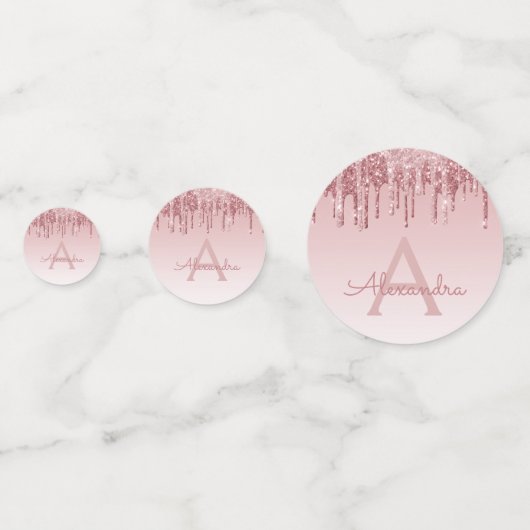 Roos Gold Foil Glitter Sparkle Monogram Confetti (Achterkanten)