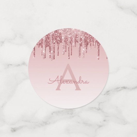 Roos Gold Foil Glitter Sparkle Monogram Confetti (Kleine voorkant)