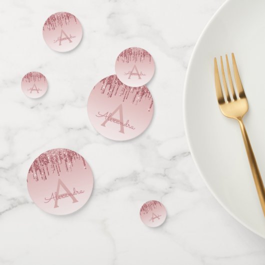 Roos Gold Foil Glitter Sparkle Monogram Confetti (Groep)