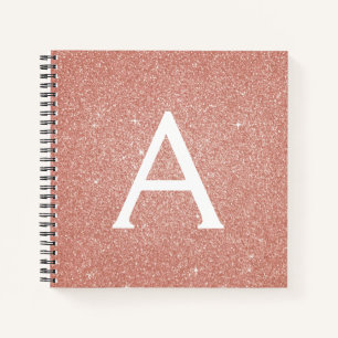 Roos Gold Foil Glitter Sparkle Monogram Notebook Notitieboek