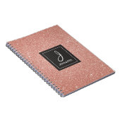 Roos Gold Foil Glitter Sparkle Monogram Notitieboe Notitieboek (Rechterzijde)
