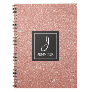 Roos Gold Foil Glitter Sparkle Monogram Notitieboe Notitieboek