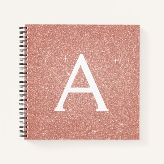 Roos Gold Foil Glitter Sparkle Monogram Notitieboe Notitieboek (Voorkant)