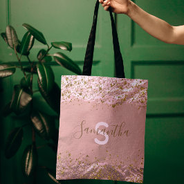 Roos Gold Foil Glittery Stijlvol beeld Moderne Fan Tote Bag