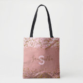 Roos Gold Foil Glittery Stijlvol beeld Moderne Fan Tote Bag (Voorkant)