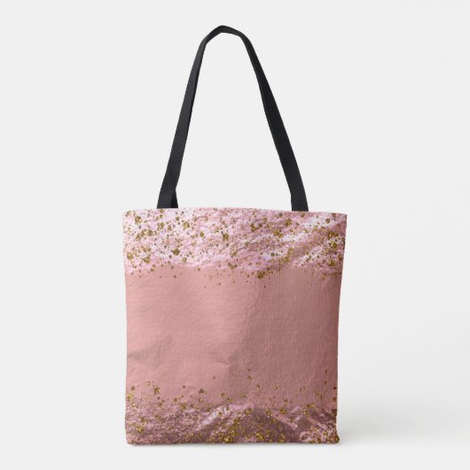 Roos Gold Foil Glittery Stijlvol beeld Moderne Fan Tote Bag (Achterkant)