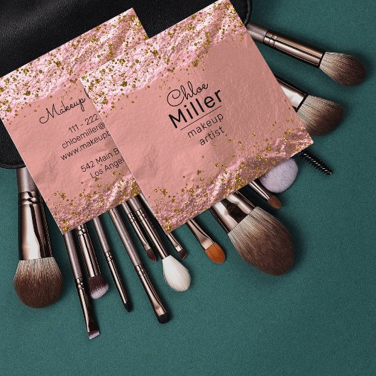 Roos Gold Foil Glittery Stijlvol glam Makeup Artie Vierkante Visitekaartje