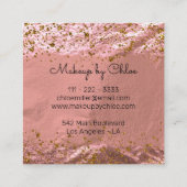 Roos Gold Foil Glittery Stijlvol glam Makeup Artie Vierkante Visitekaartje (Achterkant)