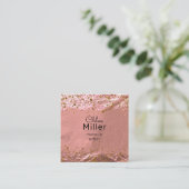 Roos Gold Foil Glittery Stijlvol glam Makeup Artie Vierkante Visitekaartje (Staand voorkant)