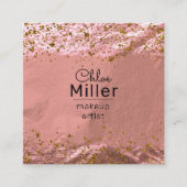 Roos Gold Foil Glittery Stijlvol glam Makeup Artie Vierkante Visitekaartje (Voorkant)
