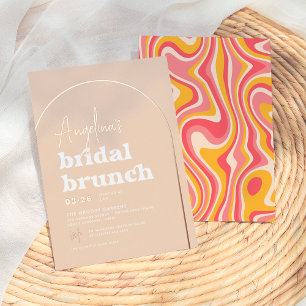 Roos Gold Foil Groovy Hippie Modern Bridal Brunch Folie Uitnodiging