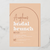 Roos Gold Foil Groovy Hippie Modern Bridal Brunch Folie Uitnodiging (Voorkant)