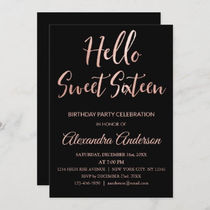 Roos Gold Foil Hallo Sweet 16 Zestien verjaardag Kaart