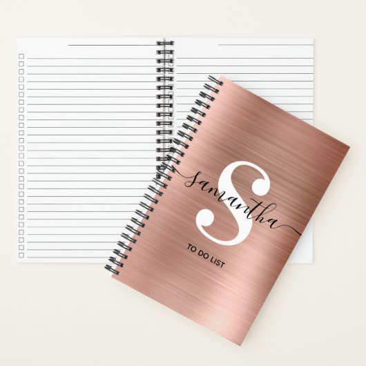 Roos Gold Foil Handtekening Monogram Small to Do L Notitieboek (Binnen)
