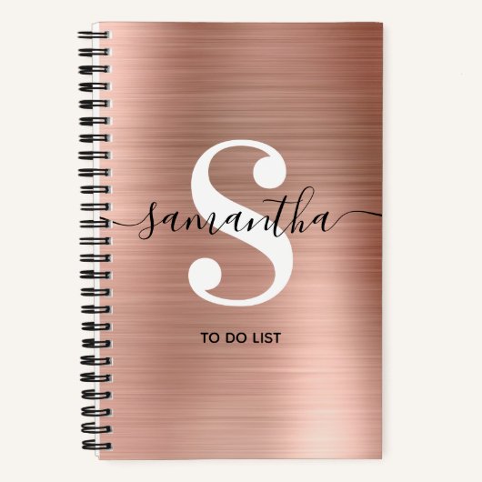 Roos Gold Foil Handtekening Monogram Small to Do L Notitieboek (Voorkant)