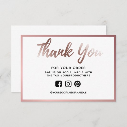 Roos Gold Foil Hartelijk dank voor uw aangepaste m (Voorkant / Achterkant)