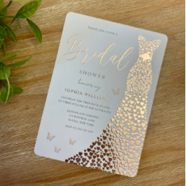 Roos Gold Foil Heart Dress Butterfly Vrijgezellenf Folie Uitnodiging