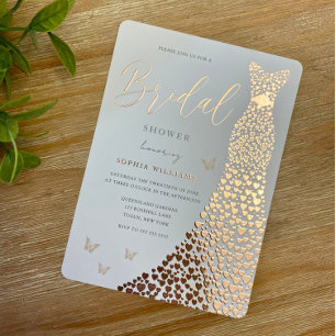 Roos Gold Foil Heart Dress Butterfly Vrijgezellenf Folie Uitnodiging