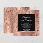 Roos Gold Foil Leopard Black Overlay 50th Birthday Kaart (Voorkant / Achterkant)