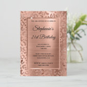 Roos Gold Foil Leopard Glam 21st Birthday Kaart (Staand voorkant)