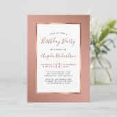 Roos Gold Foil Lijst Elegant Birthday Party Kaart (Staand voorkant)
