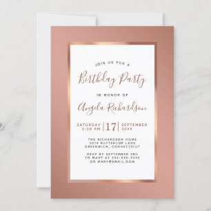 Roos Gold Foil Lijst Elegant Birthday Party Kaart