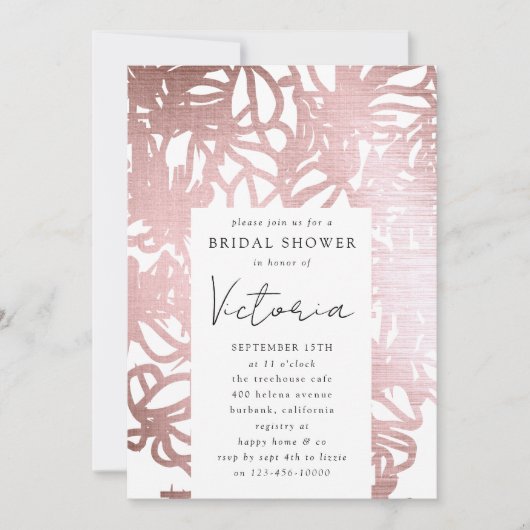 Roos Gold Foil Line Art Floral Vrijgezellenfeest Kaart (Voorkant)
