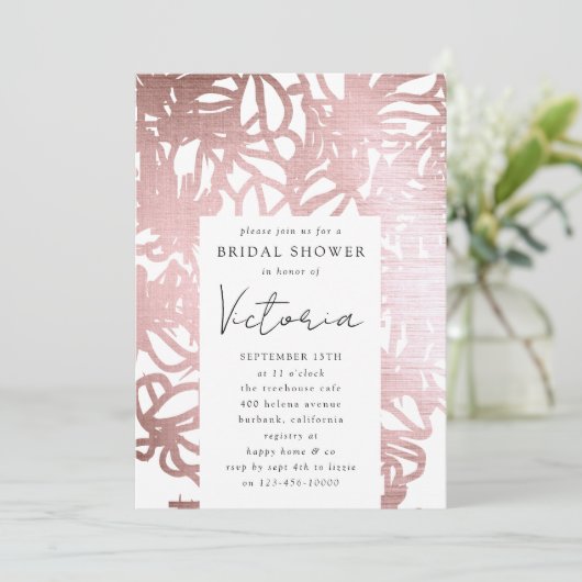 Roos Gold Foil Line Art Floral Vrijgezellenfeest Kaart (Staand voorkant)