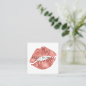 Roos Gold Foil Lips Makeup Artist Vierkante Visitekaartje (Staand voorkant)