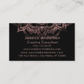 Roos Gold Foil Lotus Mandala over zwart Visitekaartje (Achterkant)