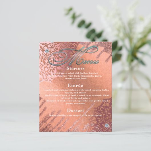 Roos Gold Foil Luxe Glam Elegant Stylish Wedding (Staand voorkant)