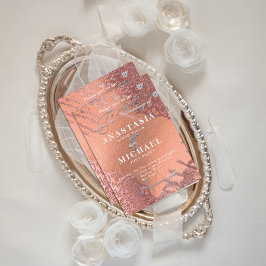 Roos Gold Foil Luxe Glam Elegant Stylish Wedding Kaart