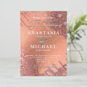 Roos Gold Foil Luxe Glam Elegant Stylish Wedding Kaart (Staand voorkant)