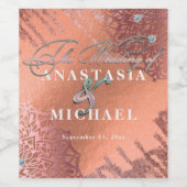 Roos Gold Foil Luxe Glam Elegant Stylish Wedding Wijn Etiket (Enkel label)