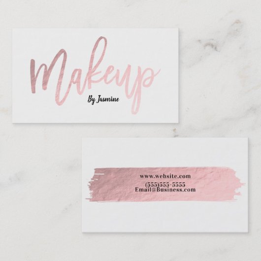 Roos Gold Foil Makeup Modern Script Bruske Stroke Visitekaartje (Voorkant / Achterkant)