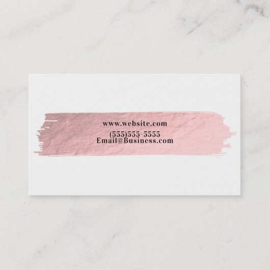 Roos Gold Foil Makeup Modern Script Bruske Stroke Visitekaartje (Achterkant)